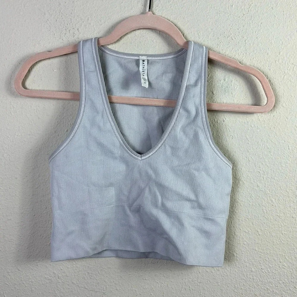 Athleta Seamless Crop Tank Top Ribbed in light grey size Small - Picture 6 of 6